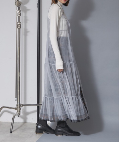 each（イーチ）の「チュールティアードキャミワンピース（ワンピース・レディース・ブラック/ライトグレー/チャコールグレー・FREE）」の21枚目の写真