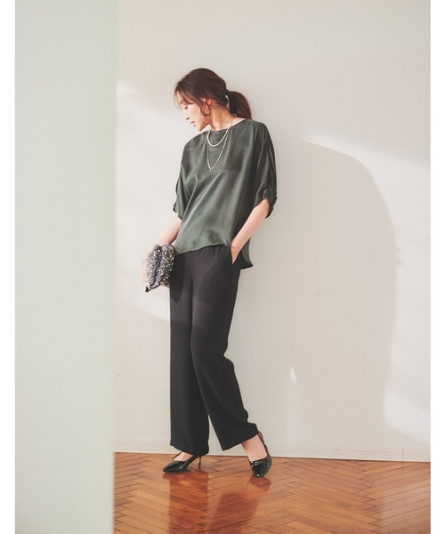 UNTITLED（アンタイトル）の「【セットアップ可能/ウエストゴム】クレープダブル イージーワイドパンツ（その他パンツ・レディース・ブラック/ダークオリーブ・01/02/03/00/04/42/44/46/48/50）」の10枚目の写真