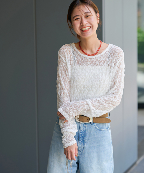 JOURNAL STANDARD relume(ジャーナルスタンダード レリューム)の「シアーレースロングスリーブTEE(Tシャツ/カットソー・レディース・ホワイト/ブラック・FREE)」の14枚目の写真