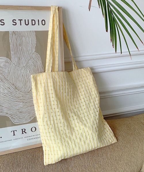 HALEY PESCA(ヘーリーペスカ)の「HALEY PESCA/【A4収納可】パステルカラー チェックトートバッグ(トートバッグ・レディース・イエロー/グリーン/パープル/ピンク/ブラック・FREE)」の5枚目の写真