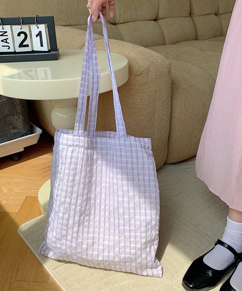 HALEY PESCA(ヘーリーペスカ)の「HALEY PESCA/【A4収納可】パステルカラー チェックトートバッグ(トートバッグ・レディース・イエロー/グリーン/パープル/ピンク/ブラック・FREE)」の12枚目の写真