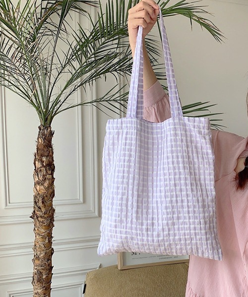 HALEY PESCA(ヘーリーペスカ)の「HALEY PESCA/【A4収納可】パステルカラー チェックトートバッグ(トートバッグ・レディース・イエロー/グリーン/パープル/ピンク/ブラック・FREE)」の14枚目の写真