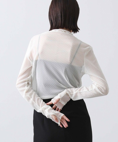 Gready Brilliant（グレディブリリアン）の「フロッキードット指ぬき袖カットソー（Tシャツ/カットソー・レディース・オフホワイト/ネイビー/ブラック・38）」の10枚目の写真