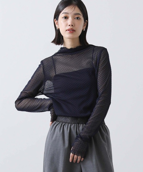 Gready Brilliant（グレディブリリアン）の「フロッキードット指ぬき袖カットソー（Tシャツ/カットソー・レディース・オフホワイト/ネイビー/ブラック・38）」の20枚目の写真