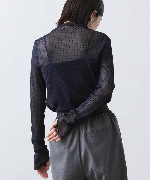 Gready Brilliant（グレディブリリアン）の「フロッキードット指ぬき袖カットソー（Tシャツ/カットソー・レディース・オフホワイト/ネイビー/ブラック・38）」の22枚目の写真