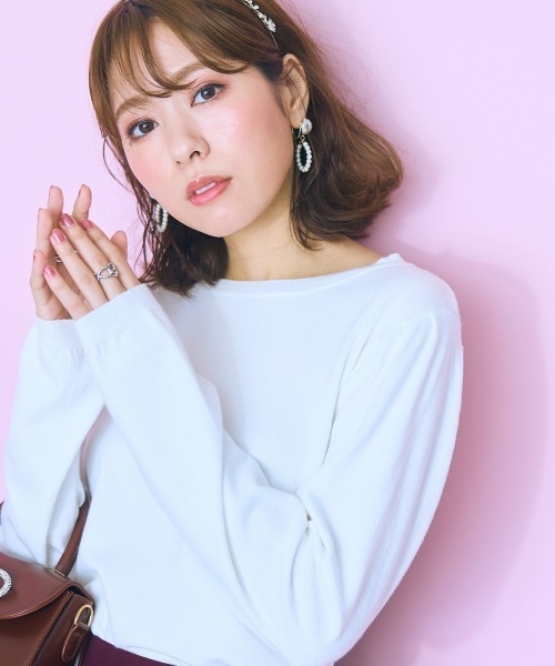 marun（マルン）の「＜大きいサイズ＞ ニットトップス marun（ニット/セーター・レディース・ピンク/ブラック/オフホワイト・5L/4L/3L/LL/L）」の2枚目の写真