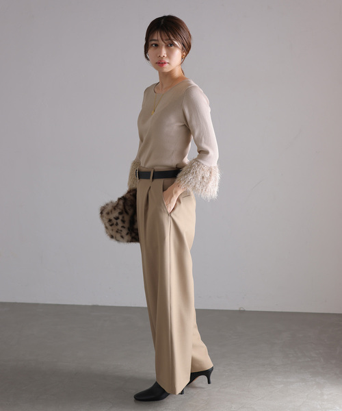 La TOTALITE(ラトータリテ)の「ラッフルスリーブプルオーバー(ニット/セーター・レディース・ベージュ/ホワイト系その他/ブラック・FREE)」の15枚目の写真