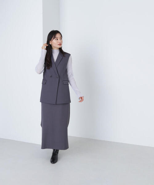 NATURAL BEAUTY BASIC（ナチュラルビューティーベーシック）の「＜クリアツイルセットアップシリーズ＞サイドスリットナロースカート（スカート・レディース・グレー系その他/ブラウン/ブラック・MEDIUM）」の17枚目の写真