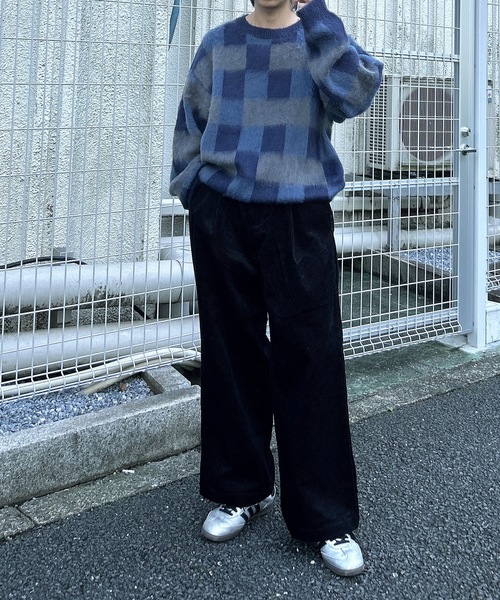 MandO(エムオー)(エムオー)の「【MandO】ウール混イレギュラーチェックジャガードシャギーニット(ニット/セーター・メンズ・ブラック/ネイビー・MEDIUM/LARGE)」の13枚目の写真