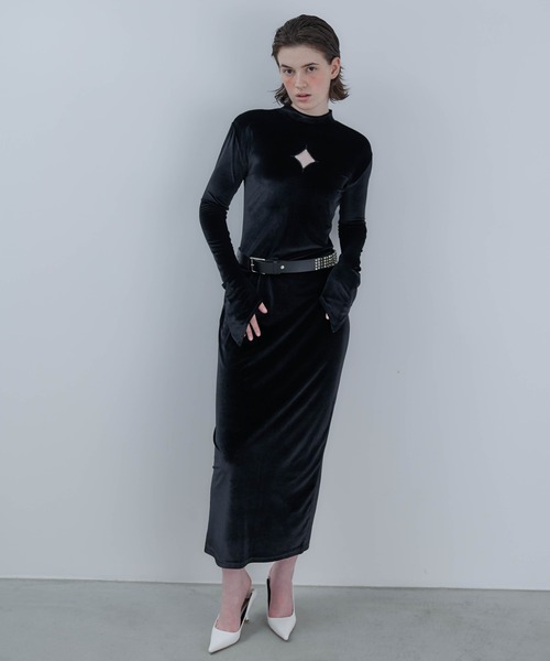 アルペロベロロングワンピース セール】Diamond cut-out velour long dress / ダイヤカット