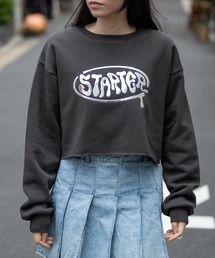 【t】〔STARTER BLACK LABEL〕メタルプリント カットオフ ショート丈 スウェット
