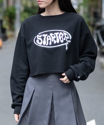 【t】〔STARTER BLACK LABEL〕メタルプリント カットオフ ショート丈 スウェット