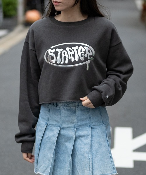 STARTER BLACK LABEL(スターターブラックレーベル)の「【t】〔STARTER BLACK LABEL〕メタルプリント カットオフ ショート丈 スウェット(スウェット・レディース・ブラック/カーキ/チャコールグレー/ホワイト・MEDIUM/LARGE)」の15枚目の写真