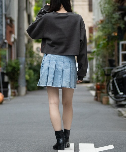 STARTER BLACK LABEL(スターターブラックレーベル)の「【t】〔STARTER BLACK LABEL〕メタルプリント カットオフ ショート丈 スウェット(スウェット・レディース・ブラック/カーキ/チャコールグレー/ホワイト・MEDIUM/LARGE)」の20枚目の写真
