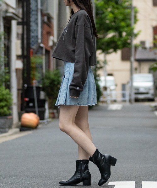 STARTER BLACK LABEL(スターターブラックレーベル)の「【t】〔STARTER BLACK LABEL〕メタルプリント カットオフ ショート丈 スウェット(スウェット・レディース・ブラック/カーキ/チャコールグレー/ホワイト・MEDIUM/LARGE)」の19枚目の写真
