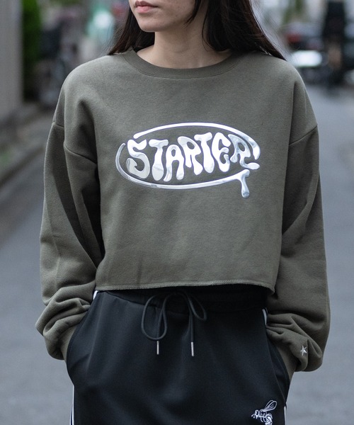 STARTER BLACK LABEL(スターターブラックレーベル)の「【t】〔STARTER BLACK LABEL〕メタルプリント カットオフ ショート丈 スウェット(スウェット・レディース・ブラック/カーキ/チャコールグレー/ホワイト・MEDIUM/LARGE)」の21枚目の写真