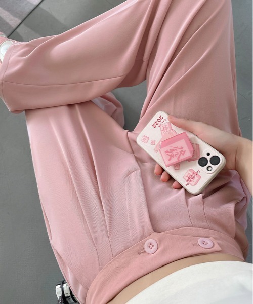 kirakiraShop(キラキラショップ)の「ハイウエスト ダブルタック ツイル パンツ(スラックス・レディース・ピンク/モカ/グレー/ブラック・S/M/L)」の4枚目の写真