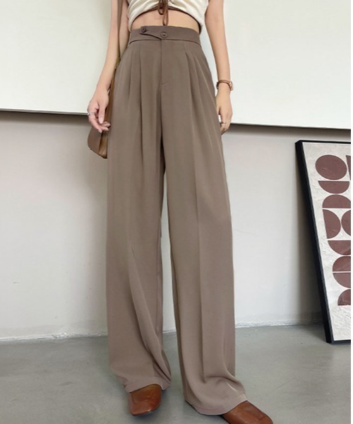 kirakiraShop(キラキラショップ)の「ハイウエスト ダブルタック ツイル パンツ(スラックス・レディース・ピンク/モカ/グレー/ブラック・S/M/L)」の3枚目の写真