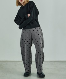 サークルシルエットワイドパンツ ドット シンプル カジュアル ワイドパンツ