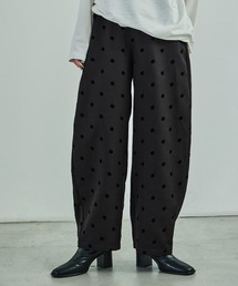 サークルシルエットワイドパンツ ドット シンプル カジュアル ワイドパンツ