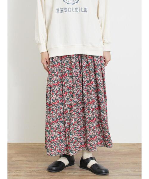 Samansa Mos2（サマンサ モスモス）の「柄アソートタックギャザースカート（スカート・レディース・チャコールグレー/ベージュ/ネイビー/グリーン・F）」の3枚目の写真