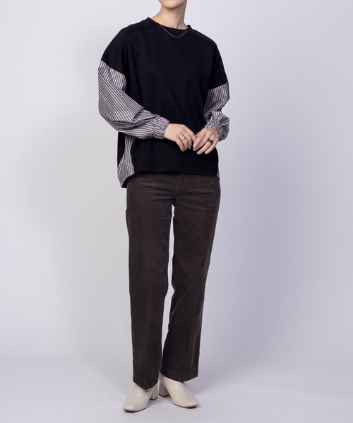 NAVY 異素材切り替え プルオーバー レイヤード風（その他トップス