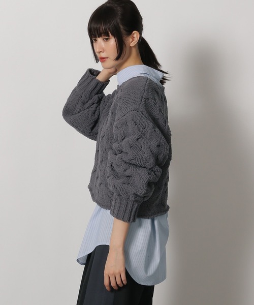 LAKOLE（ラコレ）の「モールケーブルプルオーバー / 149366（ニット/セーター・レディース・ピンク/アイボリー/チャコールグレー・FREE）」の15枚目の写真