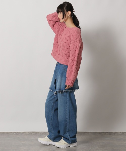 LAKOLE（ラコレ）の「モールケーブルプルオーバー / 149366（ニット/セーター・レディース・ピンク/アイボリー/チャコールグレー・FREE）」の18枚目の写真