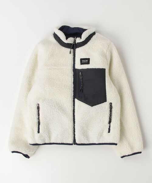 TAION（タイオン）の「TAION / タイオン KIDS DOWN×BOA REVERSIBLE JACKET (TAION-KR102MB) キッズ ボアフリース ダウンジャケット リバーシブル（ダウンジャケット/コート・キッズ・ブラック/アイボリー・120cm/130cm/140cm/150cm）」の4枚目の写真
