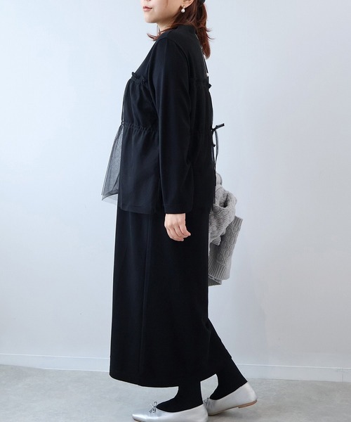 【セール】【L～5L 大きいサイズ】チュールレイヤード風カットワンピース（ワンピース）｜leswel（レスウェル）