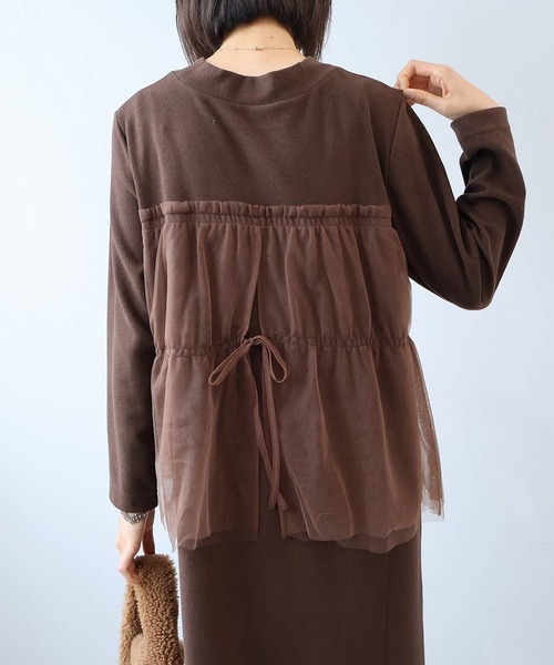 【セール】【L～5L 大きいサイズ】チュールレイヤード風カットワンピース（ワンピース）｜leswel（レスウェル）