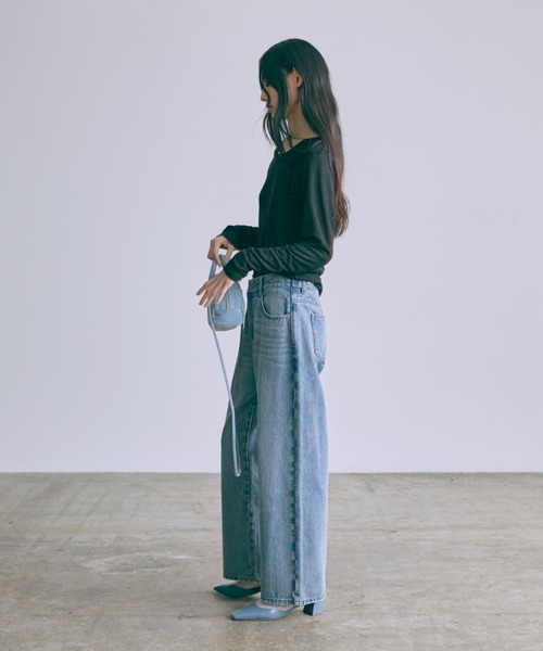 EN NEUME(エンノイム)の「Waist Adjustable Straight Denim(デニムパンツ・レディース・ブルー/サックスブルー・0/1)」の22枚目の写真