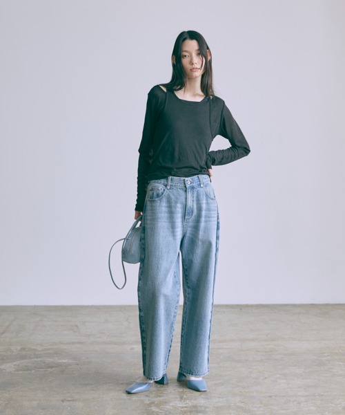 EN NEUME(エンノイム)の「Waist Adjustable Straight Denim(デニムパンツ・レディース・ブルー/サックスブルー・0/1)」の21枚目の写真