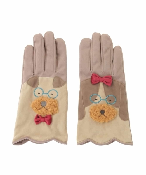 Jocomomola（ホコモモラ）の「犬モチーフスウェード調手袋（手袋・レディース・ベージュ/グリーン・40）」の11枚目の写真