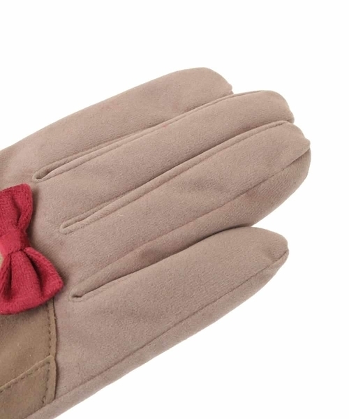 Jocomomola（ホコモモラ）の「犬モチーフスウェード調手袋（手袋・レディース・ベージュ/グリーン・40）」の4枚目の写真
