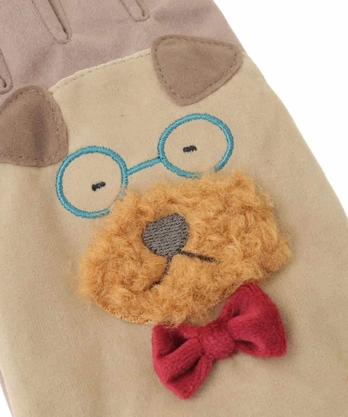 Jocomomola（ホコモモラ）の「犬モチーフスウェード調手袋（手袋・レディース・ベージュ/グリーン・40）」の8枚目の写真