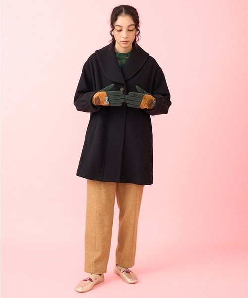 Jocomomola（ホコモモラ）の「犬モチーフスウェード調手袋（手袋・レディース・ベージュ/グリーン・40）」の3枚目の写真