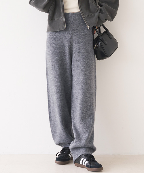 coca(coca)(コカ)の「ルーズワイドニットパンツ(その他パンツ・レディース・グレー/アイボリー・L/M)」の2枚目の写真