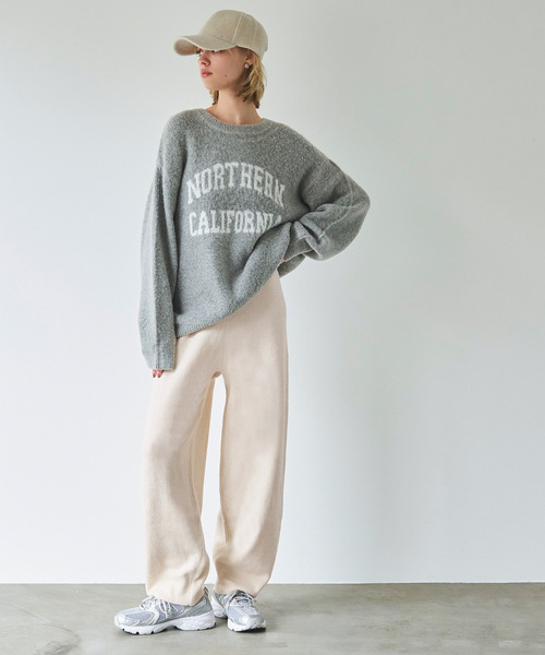 coca(coca)(コカ)の「ルーズワイドニットパンツ(その他パンツ・レディース・グレー/アイボリー・L/M)」の3枚目の写真