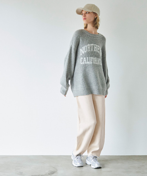 coca(coca)(コカ)の「ルーズワイドニットパンツ(その他パンツ・レディース・グレー/アイボリー・L/M)」の6枚目の写真