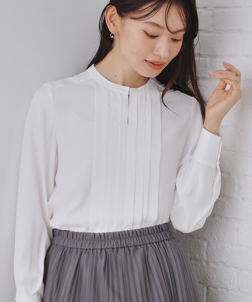 《通勤・セレモニー対応》フロントタックブラウス【洗濯機洗い可】（シャツ/ブラウス）｜OPAQUE.CLIP（オペークドットクリップ）