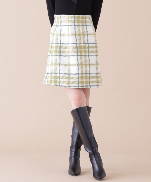JILL by JILL STUART(ジルバイジルスチュアート)の「◇ラップ風ビッグカラーチェックミニスカート(スカート・レディース・ベージュ/グリーン/レッド・SMALL/MEDIUM)」の12枚目の写真
