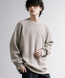 新色追加 Upscape Audience アップスケープオーディエンス 日本製 国産 ウールビックワッフルクルーネックニットソー AUD6570