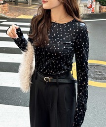 小花柄ベロアトップス