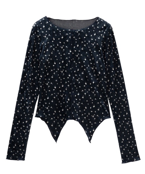 小花柄ベロアトップス（Tシャツ/カットソー）｜nelliy
