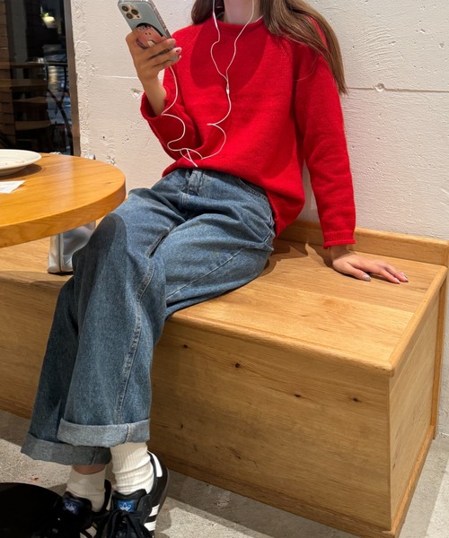 Sorriso（ソリッソ）の「Uネック ニット セーター（ニット/セーター・レディース・レッド・FREE）」の5枚目の写真