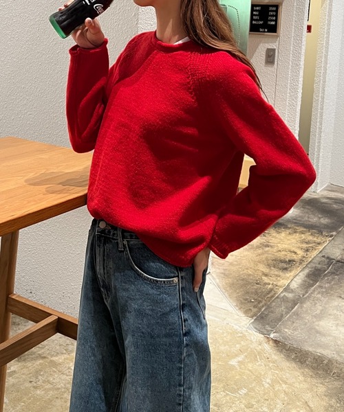 Sorriso（ソリッソ）の「Uネック ニット セーター（ニット/セーター・レディース・レッド・FREE）」の3枚目の写真