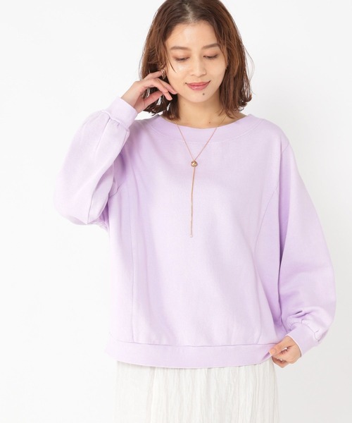 セール】パネル切り替えボートネックプルオーバー（Tシャツ/カットソー