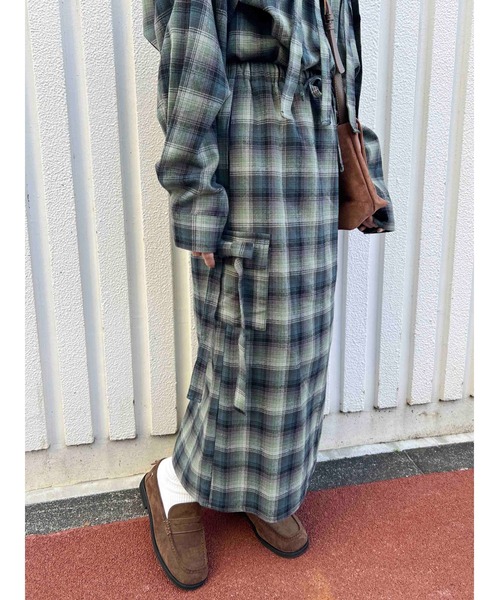 WC（ダブル シー）の「チェックカーゴロングスカート（スカート・レディース・ピンク/グリーン/ブラウン・FREE）」の17枚目の写真