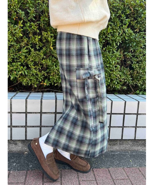 WC（ダブル シー）の「チェックカーゴロングスカート（スカート・レディース・ピンク/グリーン/ブラウン・FREE）」の10枚目の写真